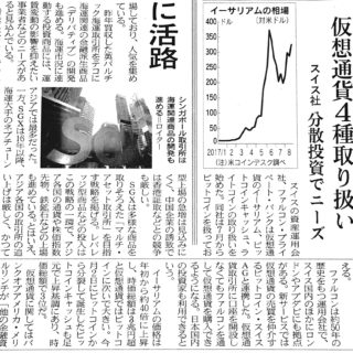 仮想通貨４種取り扱い　スイス社　分散投資でニーズ
