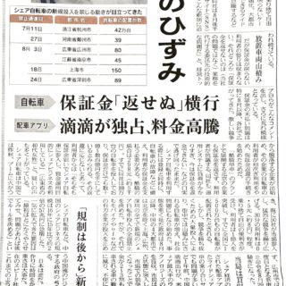 中国シェア経済　急成長のひずみ